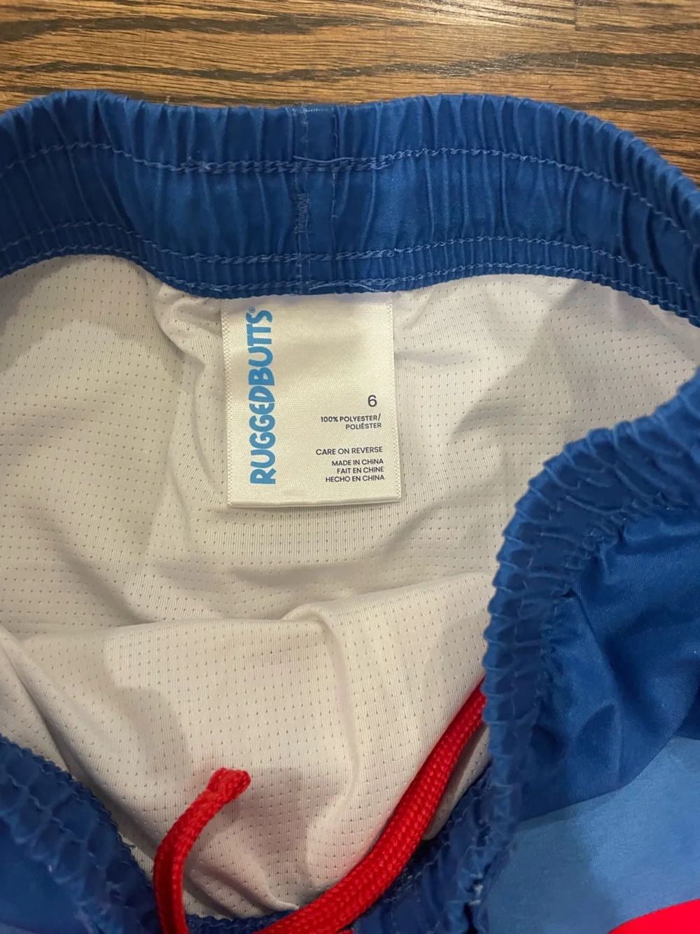 Kids Colorblock Swim Trunks in Red and Blue